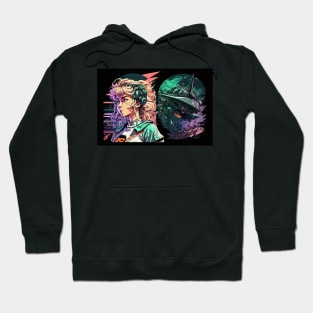 Futuristic Tech Cyberpunk Anime Girl Robot Hoodie